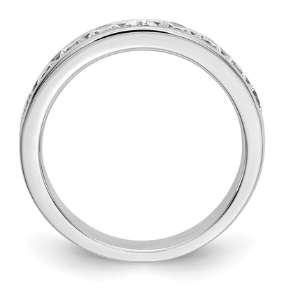 14K Weißgold Ehering mit 9 Diamanten in Kanalfassung