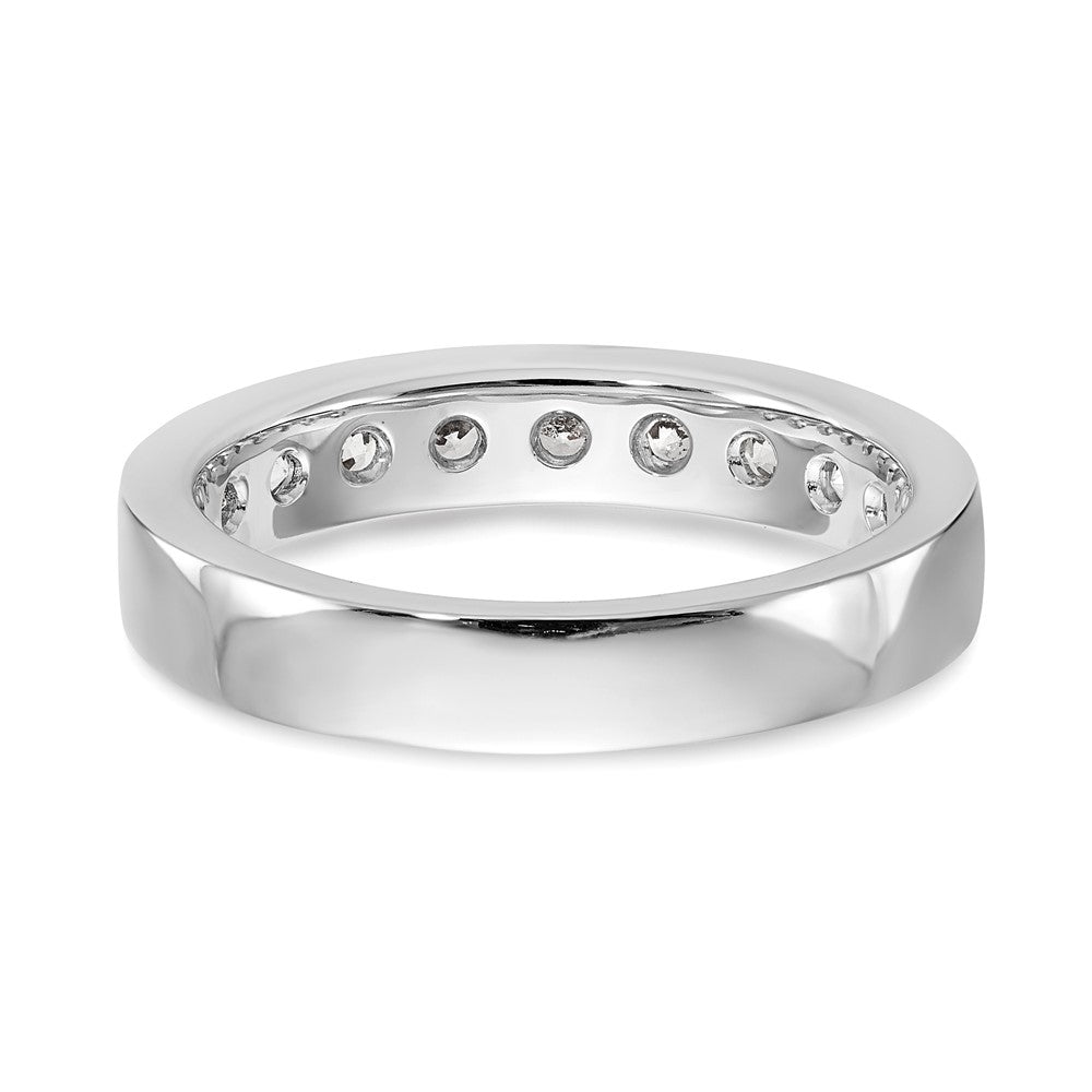 14K Weißgold Ehering mit 9 Diamanten in Kanalfassung