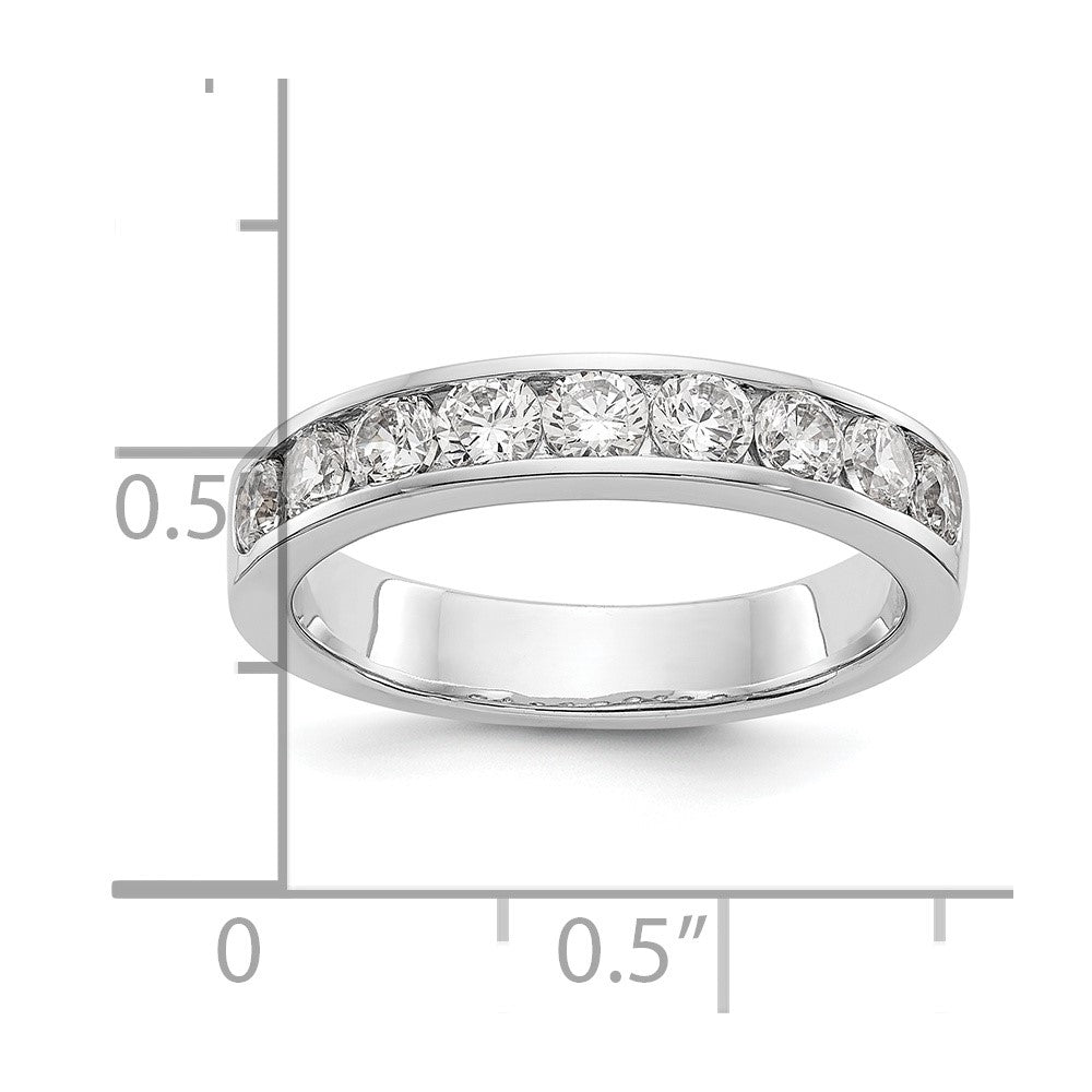 14K Weißgold Ring mit 9 runden Diamanten in Kanalfassung, 0,875 ct