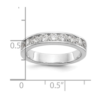 14K Weißgold Ring mit 9 runden Diamanten in Kanalfassung, 0,875 ct