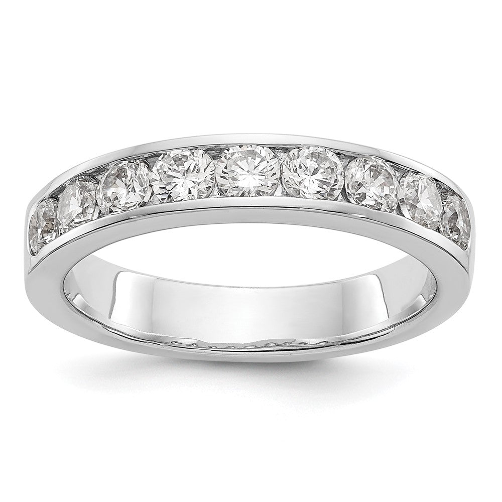 14K Weißgold Ehering mit 9 Diamanten in Kanalfassung
