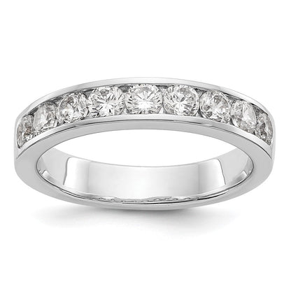 14K Weißgold Ehering mit 9 Diamanten in Kanalfassung