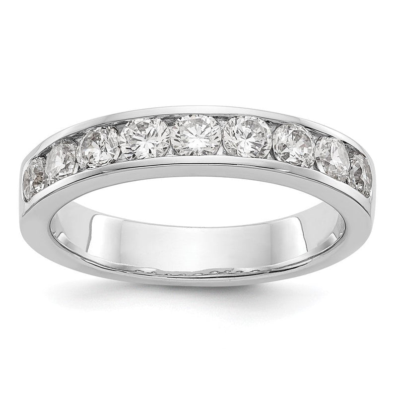 14K Weißgold Ehering mit 9 Diamanten in Kanalfassung