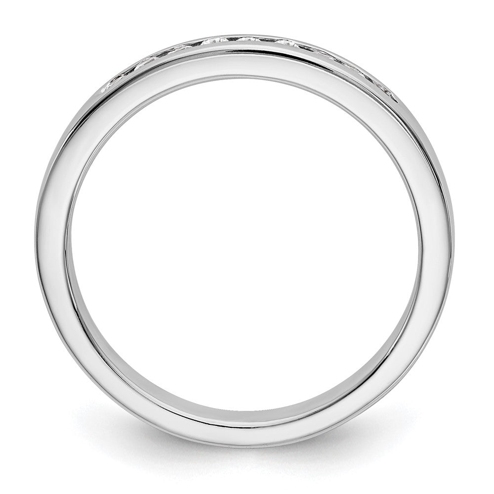 14K Weißgold Ehering mit 9 Diamanten in Kanalfassung