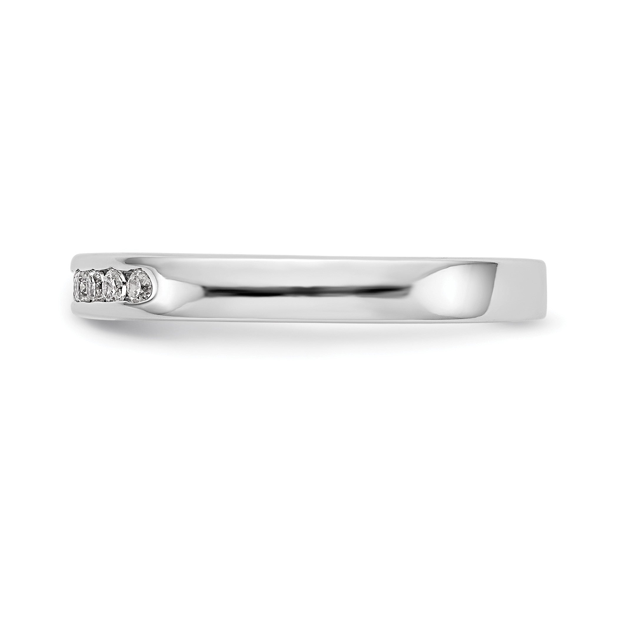 14K Weißgold Ehering mit 9 Diamanten in Kanalfassung