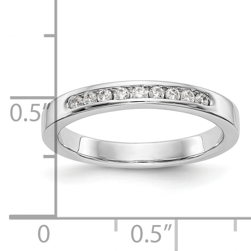 14K Weißgold Ehering mit 9 Diamanten in Kanalfassung