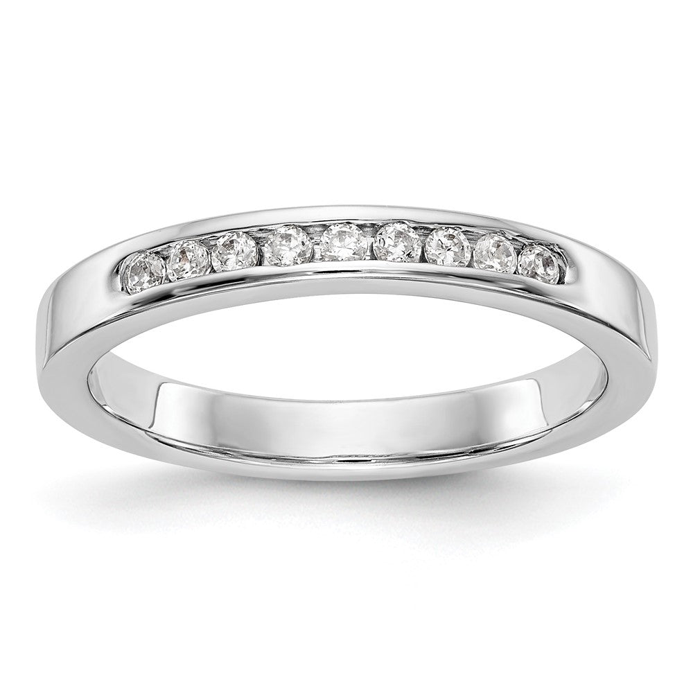 14K Weißgold 9 Stein 1/5 Karat Rund Diamant Komplett Kanalfassung Ring