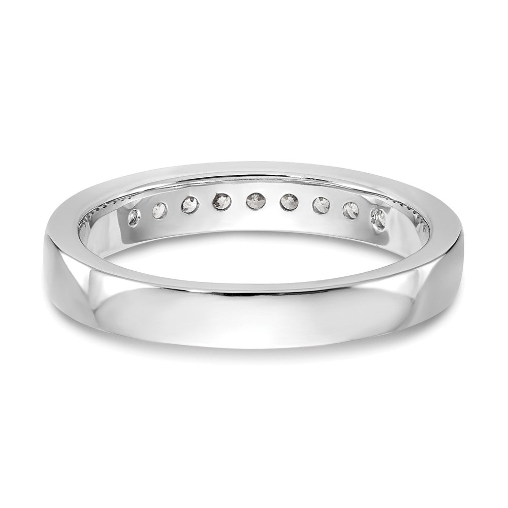 14K Weißgold Ehering mit 9 Diamanten in Kanalfassung