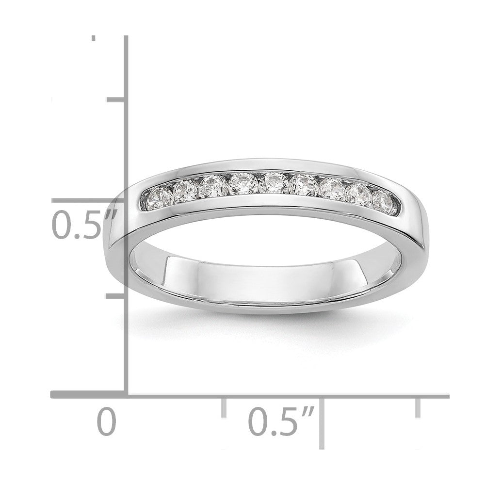14K Weißgold Ehering mit 9 Diamanten in Kanalfassung