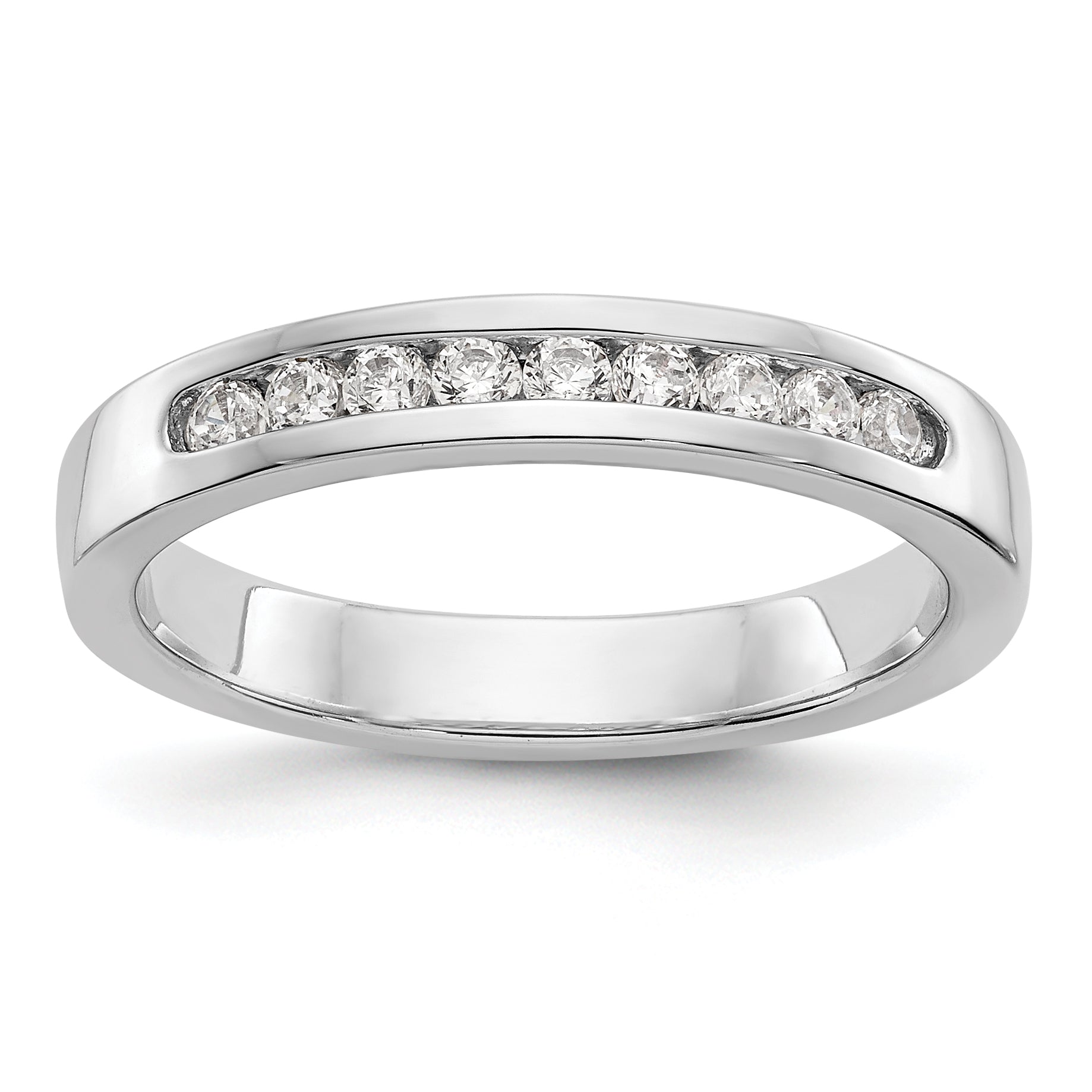 Platin 9 Stein 1/4 Karat Rund Diamant Komplett Kanalfassung Ring