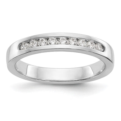 14K Weißgold Ehering mit 9 Diamanten in Kanalfassung