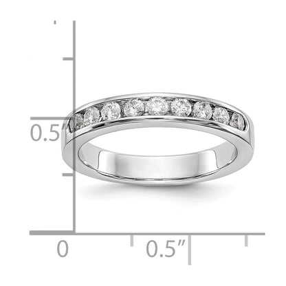 Platin 9 Stein 1/2 Karat Rund Diamant Komplett Kanalfassung Ring