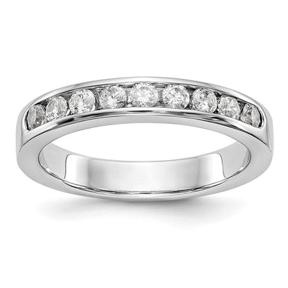 14K Weißgold 9 Stein 1/2 Karat Rund Diamant Komplett Kanalfassung Ring
