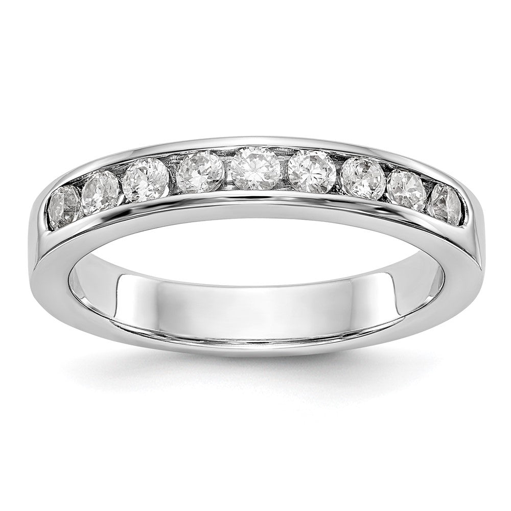 14K Weißgold Ehering mit 9 Diamanten in Kanalfassung, 0,45 ct. Gesamtgewicht