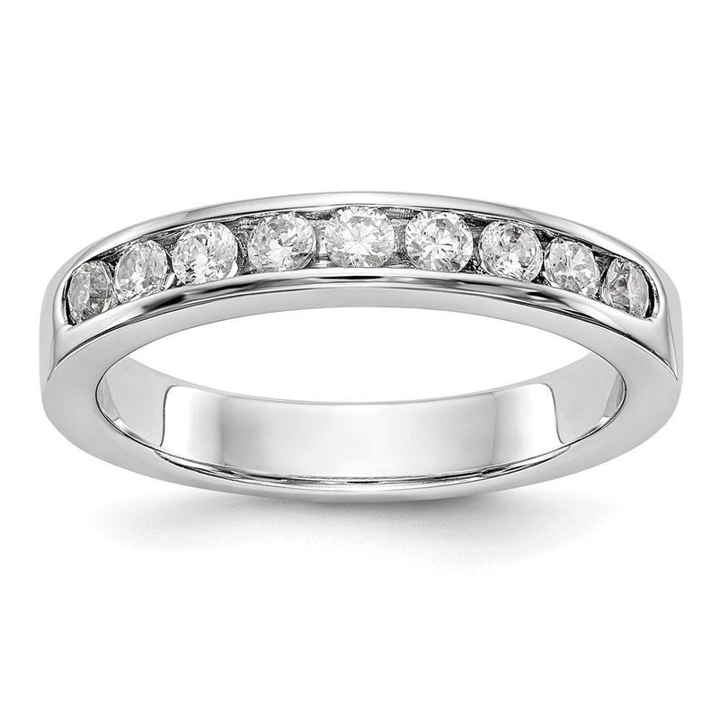 14K Weißgold Ehering mit 9 Diamanten in Kanalfassung, 0,45 ct. Gesamtgewicht