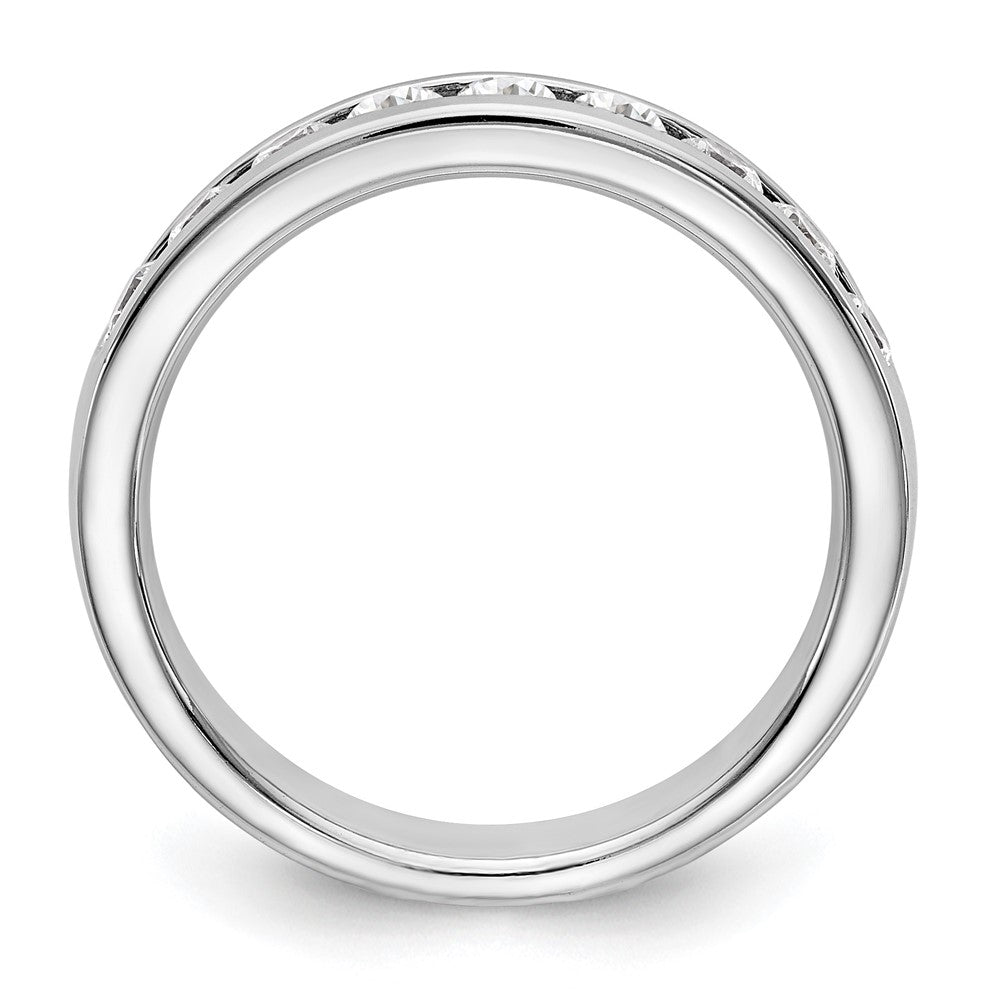 585 Weißgold Ehering mit 9 Diamanten in Kanalfassung