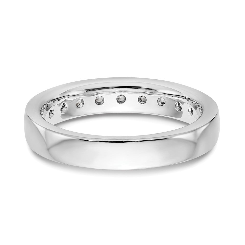 585 Weißgold Ehering mit 9 Diamanten in Kanalfassung