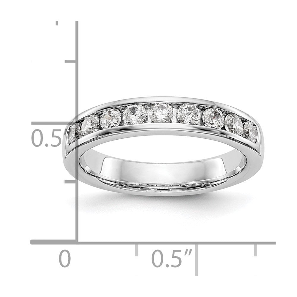 585 Weißgold Ehering mit 9 Diamanten in Kanalfassung