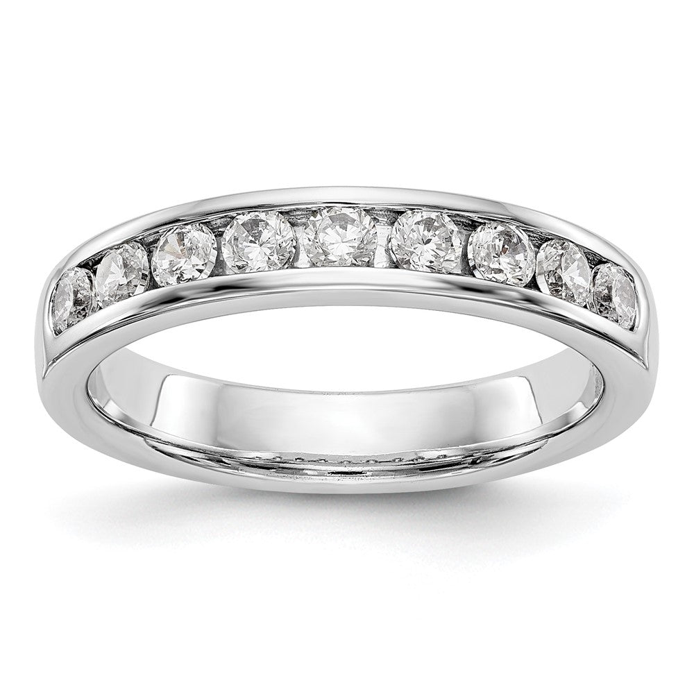 585 Weißgold Ehering mit 9 Diamanten in Kanalfassung