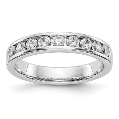 585 Weißgold Ehering mit 9 Diamanten in Kanalfassung