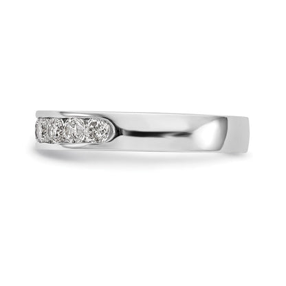 14K Weißgold Ehering mit 9 Diamanten in Kanalfassung