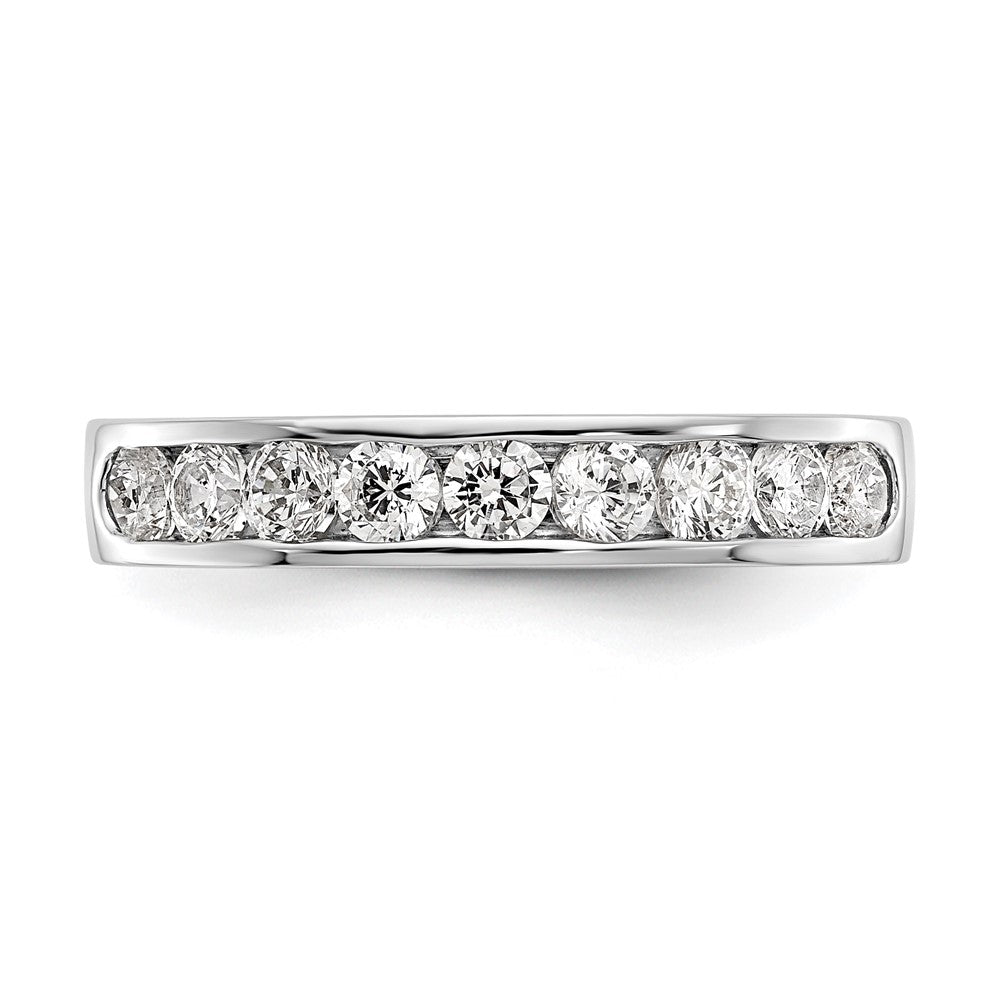 14K Weißgold Ehering mit 9 Diamanten in Kanalfassung