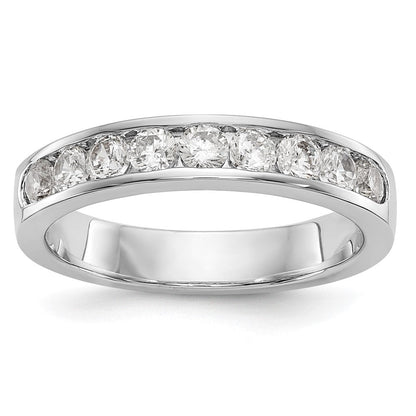14K Weißgold Ehering mit 9 Diamanten in Kanalfassung
