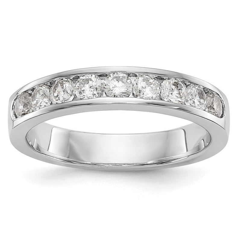 14K Weißgold Ehering mit 9 Diamanten in Kanalfassung
