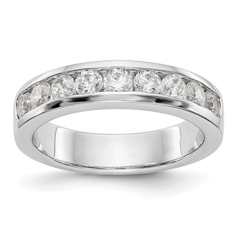 585 Weißgold Ehering mit 9 Diamanten in Kanalfassung