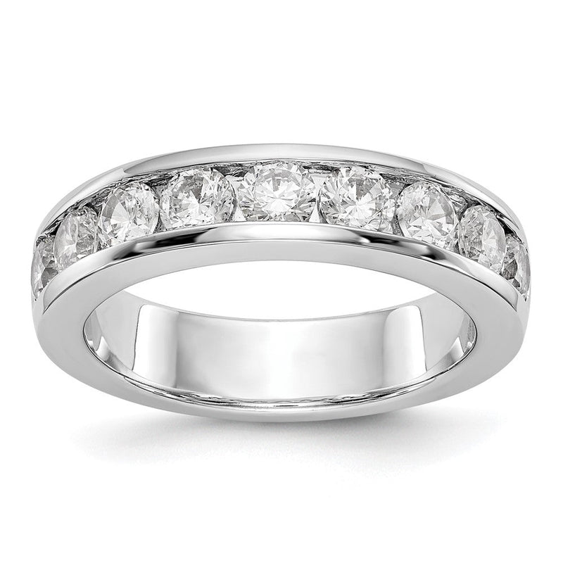 14K Weißgold Ehering mit 9 natürlichen Diamanten in Kanalfassung