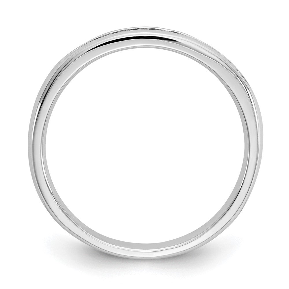 14K Weißgold Ring mit 9 kanalgefassten, im Labor gezüchteten Diamanten, VS/SI+ G+