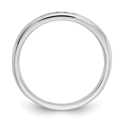 14K Weißgold Ring mit 9 kanalgefassten, im Labor gezüchteten Diamanten, VS/SI+ G+