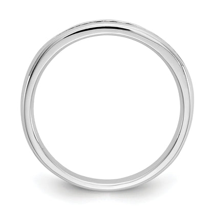 14K Weißgold Ehering mit 9 natürlichen Diamanten in Kanalfassung, 0,135 ct. Gesamtgewicht