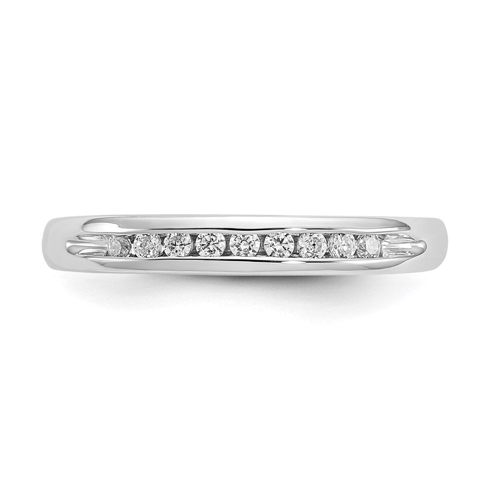 14K Weißgold Ehering mit 9 natürlichen Diamanten in Kanalfassung, 0,135 ct. Gesamtgewicht