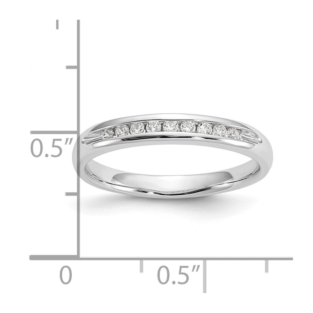 14K Weißgold Ehering mit 9 natürlichen Diamanten in Kanalfassung, 0,135 ct. Gesamtgewicht