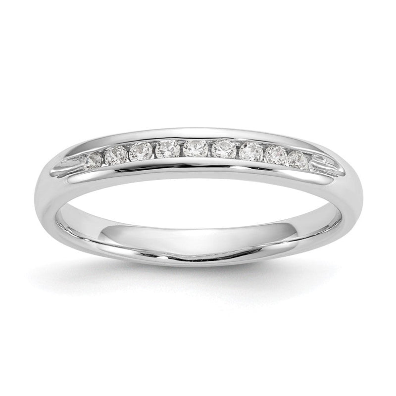 14K Weißgold Ehering mit 9 natürlichen Diamanten in Kanalfassung, 0,135 ct. Gesamtgewicht