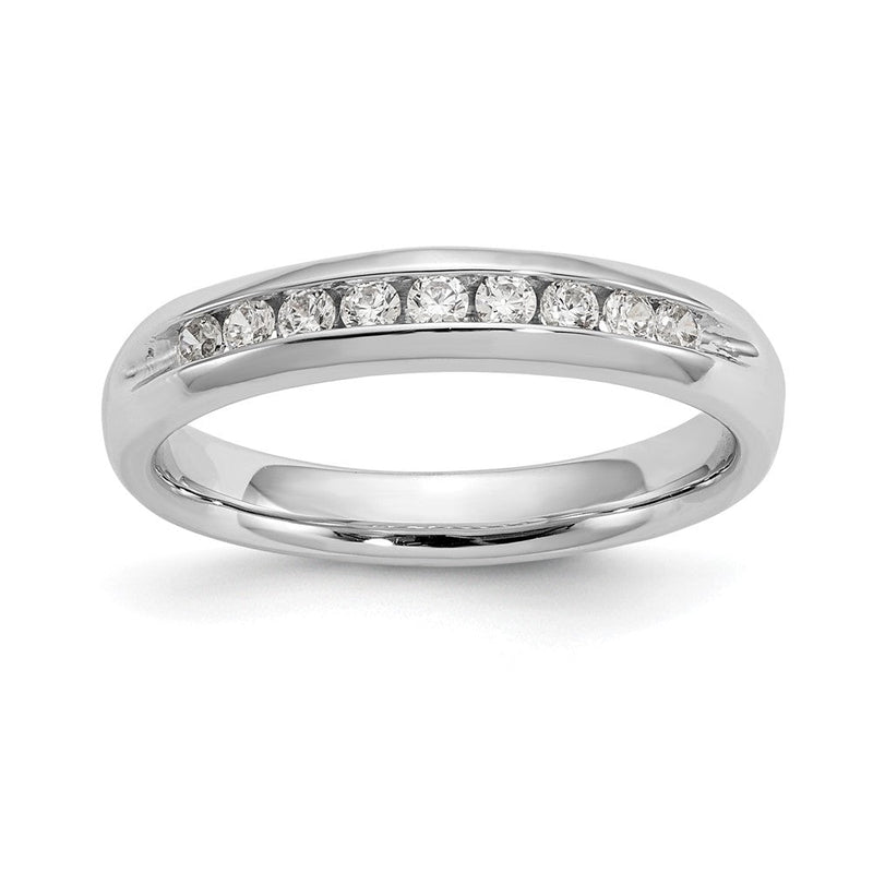 14K Weißgold Ehering mit 9 natürlichen Diamanten in Kanalfassung