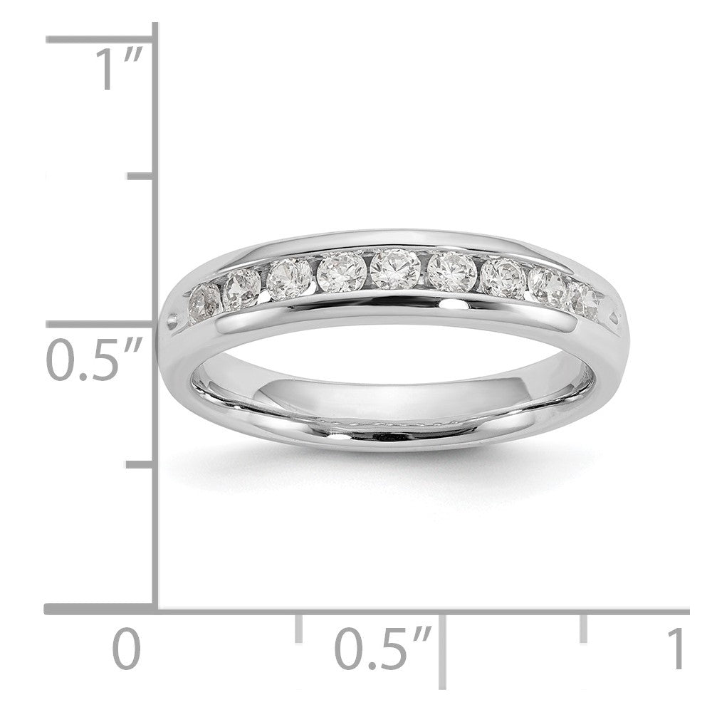 14K Weißgold Ehering mit 9 Diamanten in Kanalfassung
