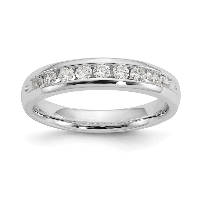 14K Weißgold Ehering mit 9 Diamanten in Kanalfassung