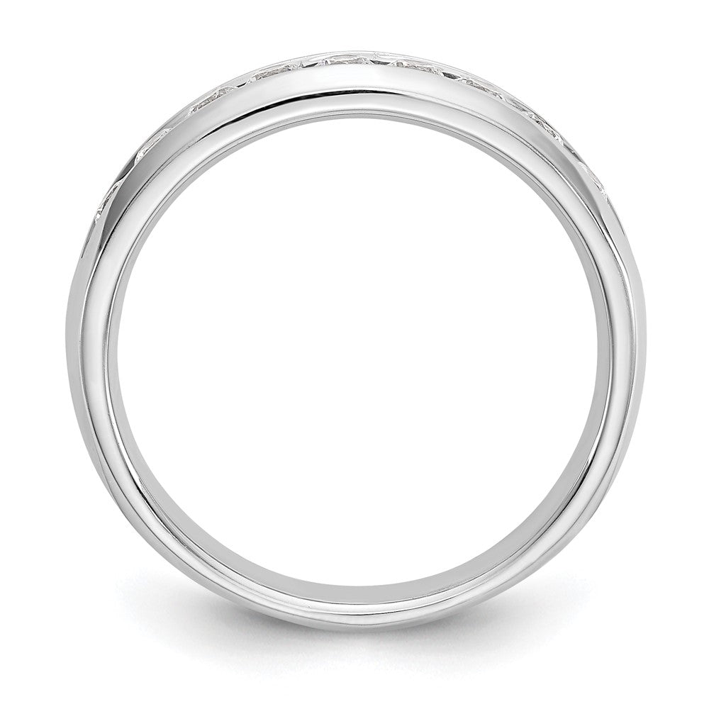 14K Weißgold Ehering mit 9 Diamanten in Kanalfassung