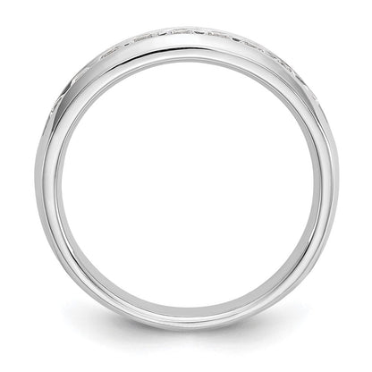 14K Weißgold Ehering mit 9 Diamanten in Kanalfassung
