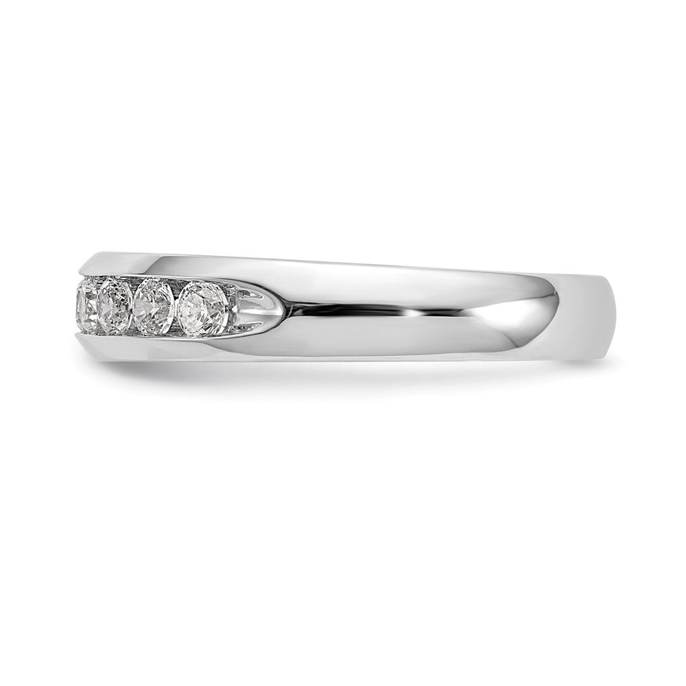 14K Weißgold Ehering mit 9 Diamanten in Kanalfassung