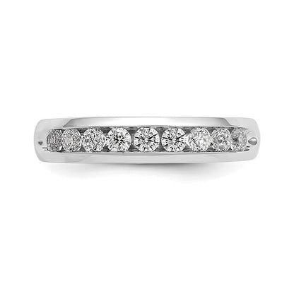 14K Weißgold Ehering mit 9 Diamanten in Kanalfassung