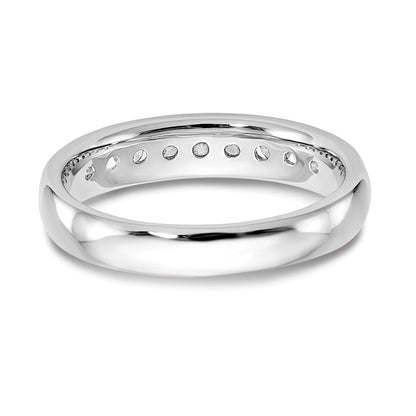14K Weißgold Ehering mit 9 Diamanten in Kanalfassung