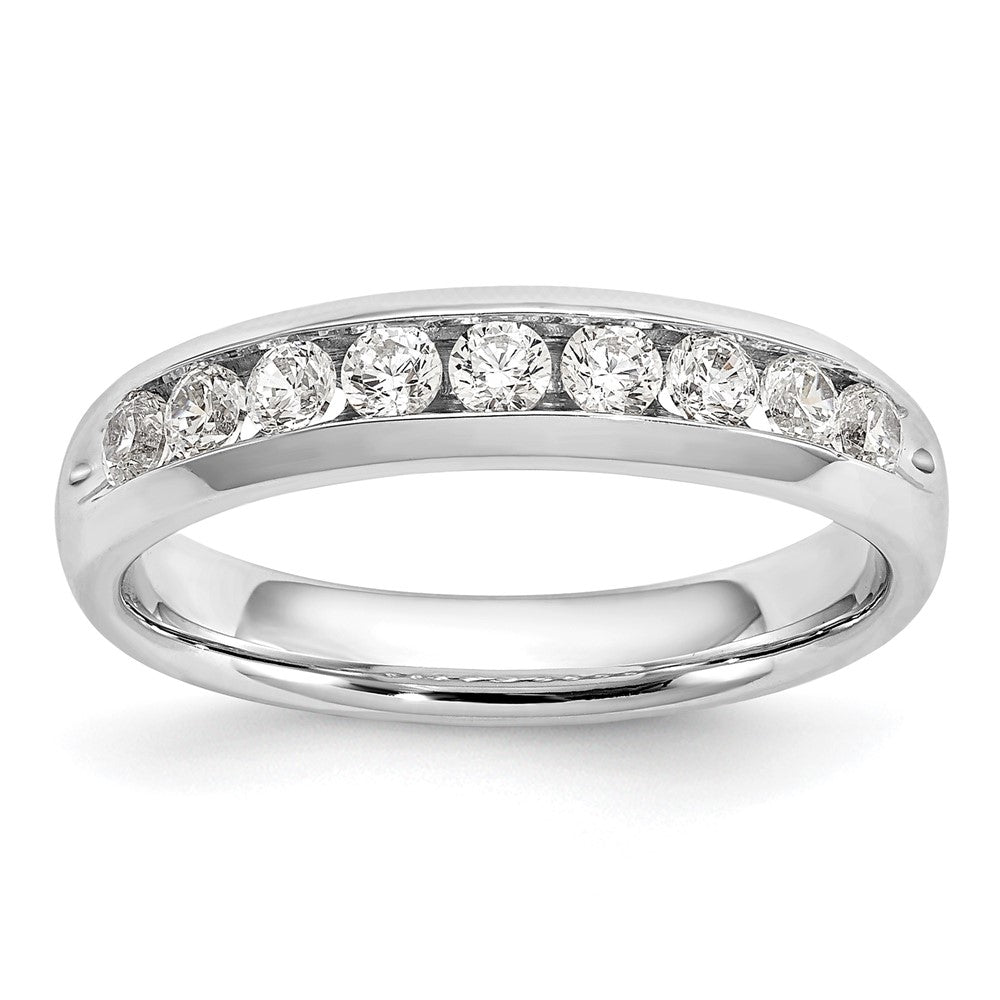14K Weißgold Ehering mit 9 Diamanten in Kanalfassung