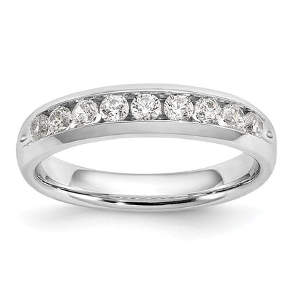14K Weißgold Ehering mit 9 Diamanten in Kanalfassung