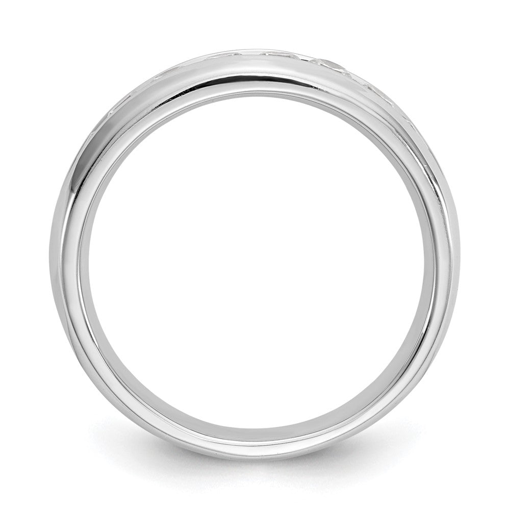 14K Weißgold Ehering mit 9 Diamanten in Kanalfassung