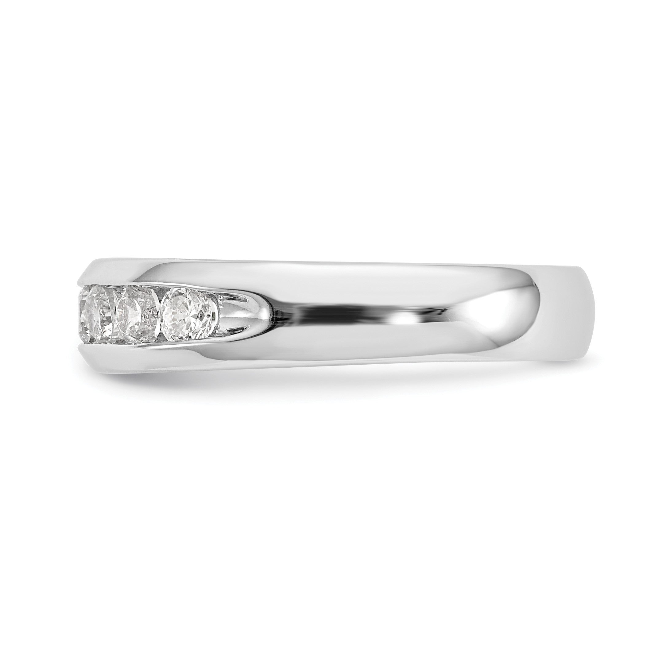 14K Weißgold Ehering mit 9 Diamanten in Kanalfassung