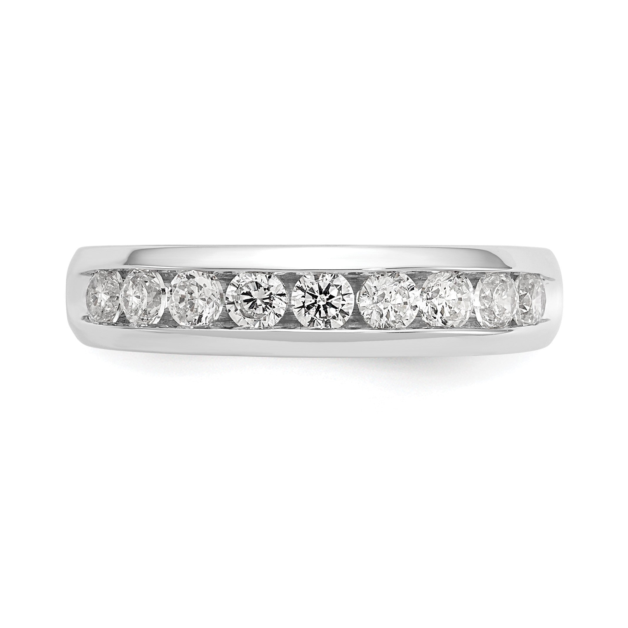 14K Weißgold Ehering mit 9 Diamanten in Kanalfassung