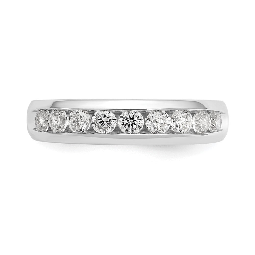14K Weißgold Ehering mit 9 Diamanten in Kanalfassung